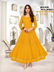 Ladies Rayon Chikan Work Gown 