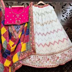 Latest Chinon Embroidery Work Lehenga