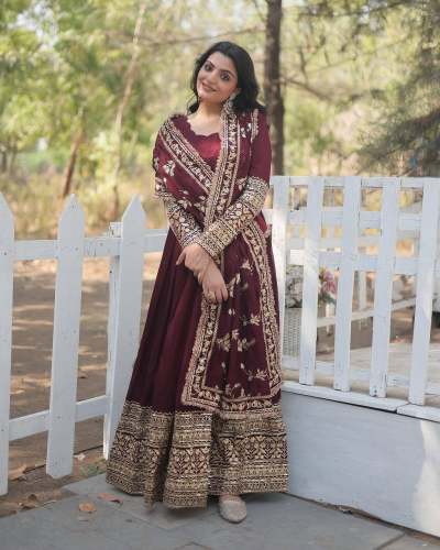 Launching New Designer Party Wear Full Heavy Embroidery Sequence Work Gown