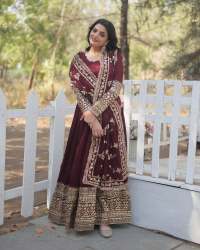 Launching New Designer Party Wear Full Heavy Embroidery Sequence Work Gown