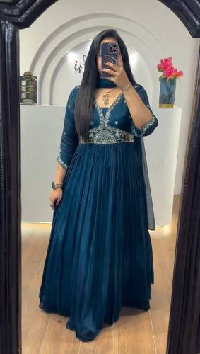 Launching  Pure Chinon Embroidered Gown 