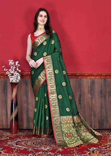 Lichi Silk Saree With Rich Zari 