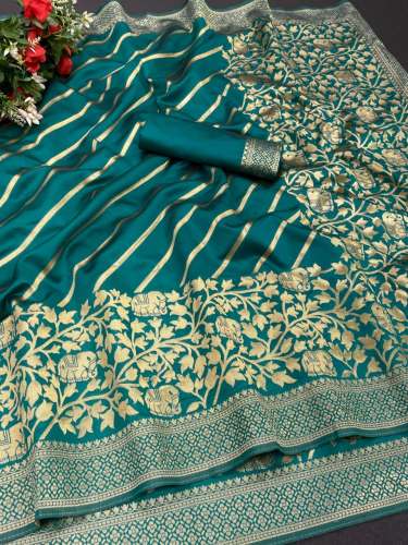 LICHI SILK WITH EXCLUSIVE SQUARE JACQUARD SAREE