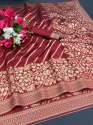 LICHI SILK WITH EXCLUSIVE SQUARE JACQUARD SAREE thumb 1