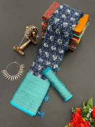 Linen Kuttu Silk Digital Print Saree 