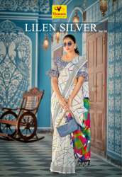 Linen Silver Printed Saree  