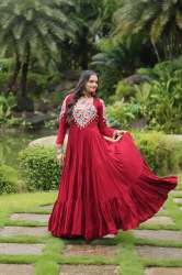 Maroon Colored Attractive Partywear Gown 