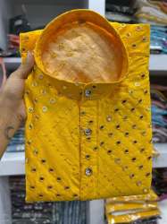 Mens Banglori Silk With Mirror Work Kurta Pajama