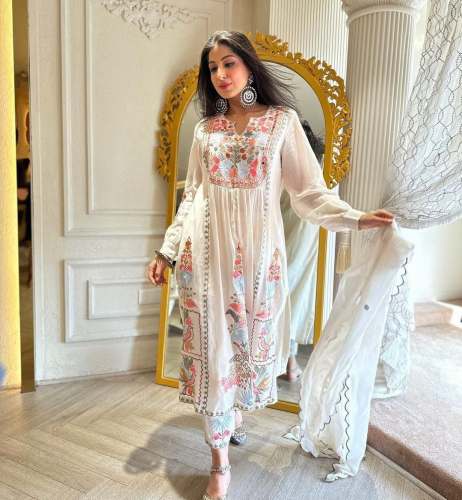 Multi Needle with Original Mirror Embroidery Georgette Suit
