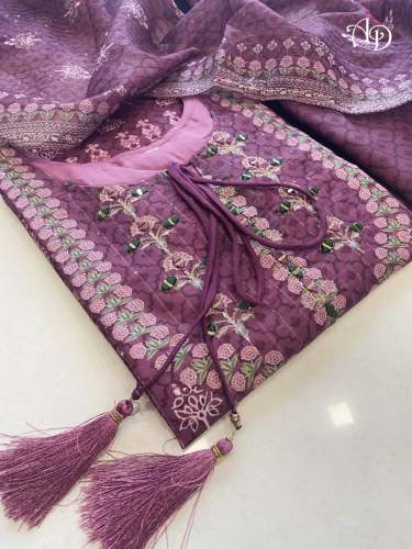Muslin Silk Dress With Sequence Worked