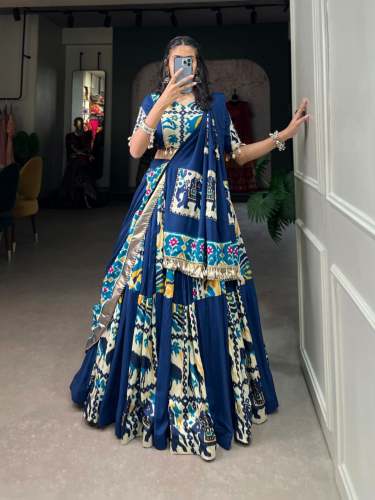 Navratri Rayon With Printed Silk Lehenga Choli