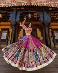Navratri Special Butter Silk Printed Lehenga Choli With Mirror Work  