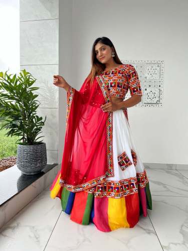 Navratri Special White Faux Georgette Lehenga Choli 