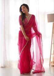 New Arrival Soft Organza Saree With Mirror Work 