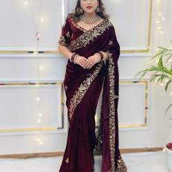 New Arrivel Velvet seuence work saree 