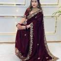 New Arrivel Velvet seuence work saree  thumb 1