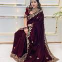 New Arrivel Velvet seuence work saree  thumb 2