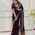 New Arrivel Velvet seuence work saree  thumb 4