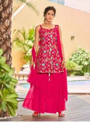 New Collection Embroidery Work Sharara Suits 