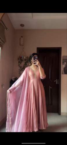 New Collection Silk Embroidery Work Gown With Dupatta 