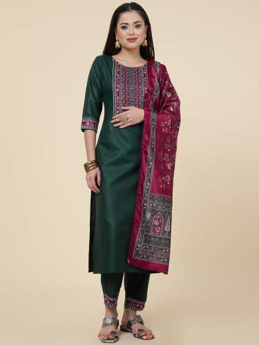 New Cotton Printed  Kurta Pant & Dupatta set