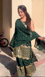 New Designer Georgette Sharara Set With Embroidery Work 