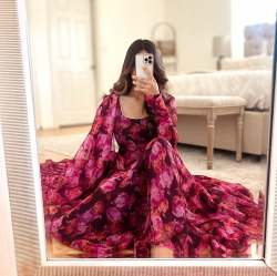 New Faux Georgette  Long Plus size gown 