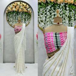 New Launching Faux Georgette Sequence Work Saree