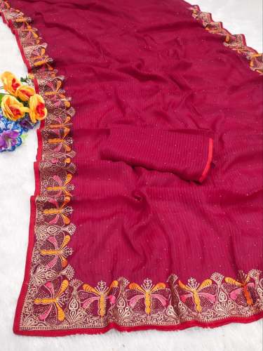 NEW LAUNCHING SHIMMER FEBRIC GOLDEN ZARI WORK SAREE