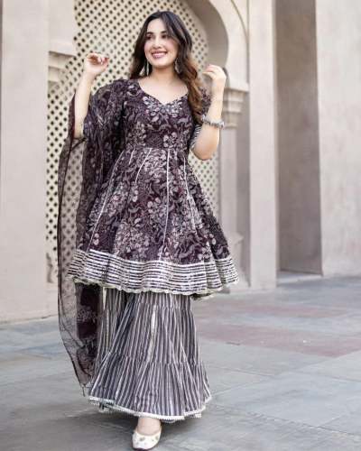 New Launchng Pure Cotton Sharara Set With Lace Gotta Work 