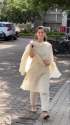 Off White Chikankari Cotton Kurti Pant With Dupatta thumb 3