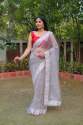 ORGANZA EMBRODERY WORK SAREE thumb 10