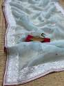 ORGANZA EMBRODERY WORK SAREE thumb 14
