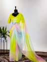 Organza Floral and Foil Print Saree thumb 1