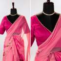Organza Floral and Foil Print Saree thumb 6