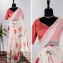 Organza Floral and Foil Print Saree thumb 9