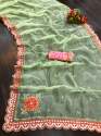 Organza Heavy Gota Embroidery Border Saree thumb 3