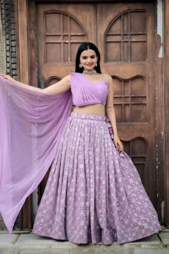 Party Wear Faux Georgette Embroidered Lehenga Choli