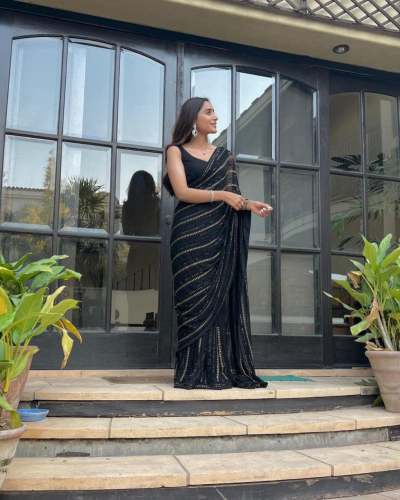 Party Wear Georgette Saree With Sequence Work 