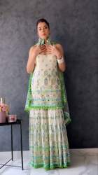 Party Wear Heavy Faux Georgette Sharara Suits 