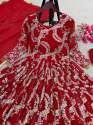 Party Wear Red Faux Georgette Gown With Dupatta And Bottom thumb 3