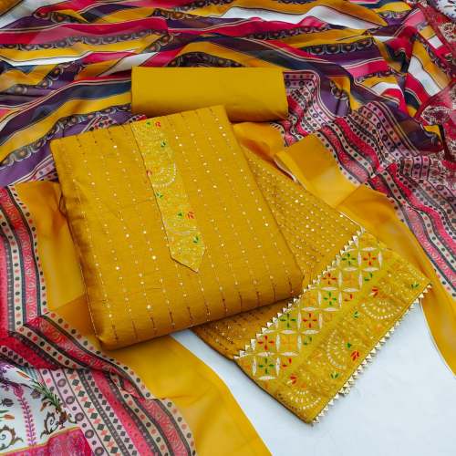 PC COTTON SQUANCE WORK DREES MATERIAL