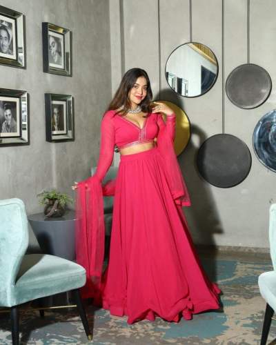 Pink Color Designer Fox Georgette Lehenga Choli 