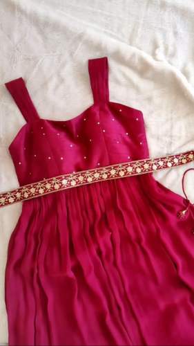 Pink Color Georgette Gown With Dupatta
