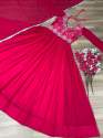 pink colour georgette gown with embroidery work  thumb 2