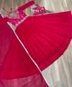 pink colour georgette gown with embroidery work  thumb 3