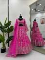 Pink Designer Foux gorgette Lehenga with Sequins Embroidery  thumb 1