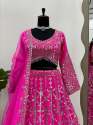 Pink Designer Foux gorgette Lehenga with Sequins Embroidery  thumb 2