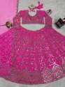Pink Designer Foux gorgette Lehenga with Sequins Embroidery  thumb 3