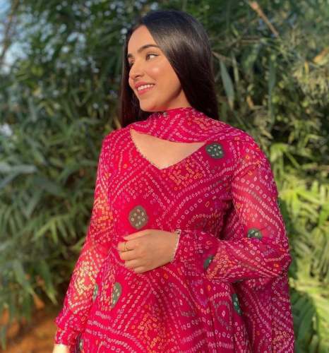 Pink Fox Georgette Anarkali Suit